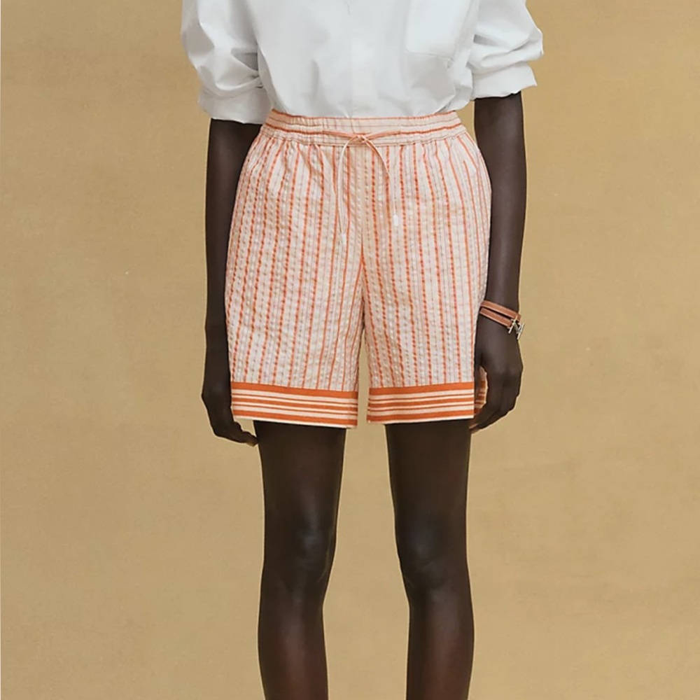 Hermes Beach striped Orange Women's Shorts NWT 38